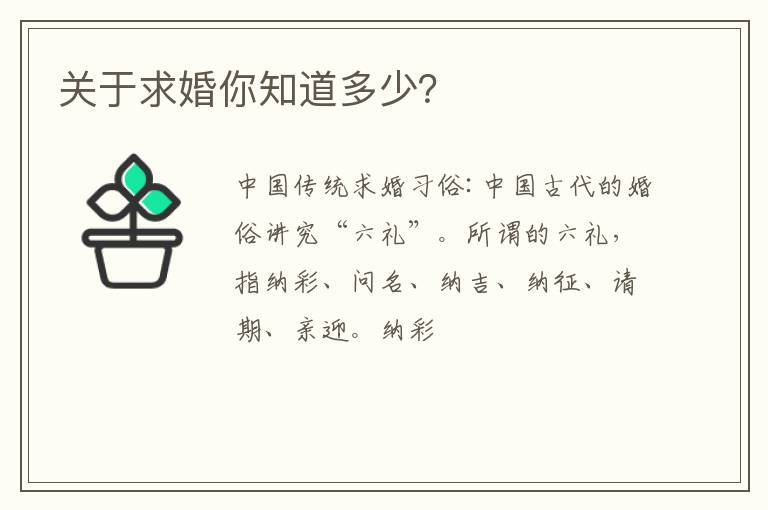 关于求婚你知道多少？