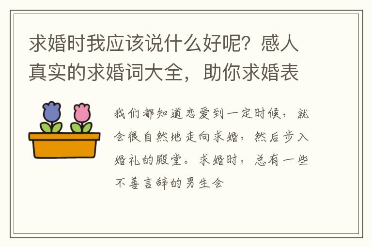 求婚时我应该说什么好呢？感人真实的求婚词大全，助你求婚表白