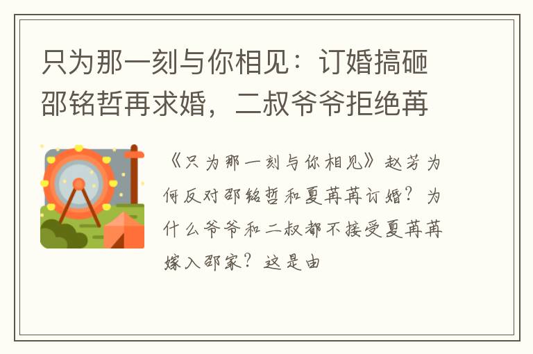 只为那一刻与你相见：订婚搞砸邵铭哲再求婚，二叔爷爷拒绝苒苒？